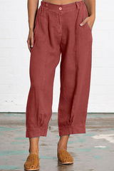 Casual Solid Patchwork Straight Mid Waist Wide Leg Solid Color Bottoms(5 colors)