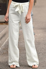 Casual Solid Patchwork Straight Mid Waist Wide Leg Solid Color Bottoms(6 Colors)