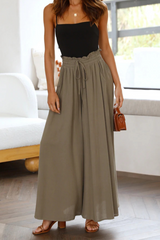 Casual Solid Patchwork Loose High Waist Wide Leg Solid Color Bottoms(5 colors)