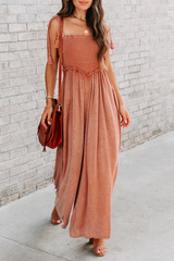 Fashion Solid Patchwork Square Collar Straight Jumpsuits