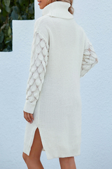 Casual Solid Patchwork Turtleneck Straight Dresses(3 colors)