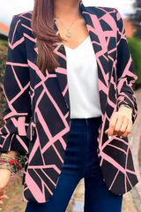 Fashion Print Printing Turndown Collar Outerwear