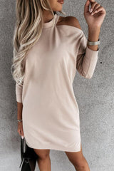 Fashion Sexy Solid Patchwork Turtleneck A Line Dresses(3 Colors)