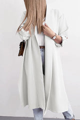 Fashion Elegant Solid Slit Turndown Collar Outerwear(6 Colors)