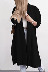 Fashion Elegant Solid Slit Turndown Collar Outerwear(6 Colors)