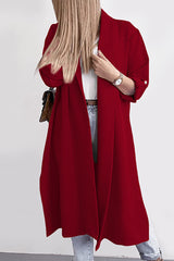Fashion Elegant Solid Slit Turndown Collar Outerwear(6 Colors)