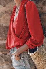 Casual Street Solid Solid Color V Neck Tops