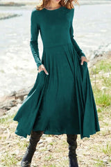 Elegant College Pocket Asymmetrical O Neck Sheath Dresses(5 Colors)