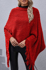 Casual Solid Tassel Rivets Asymmetrical O Neck Outerwear(4 Colors)