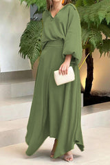 Casual Solid Frenulum Long Sleeve Two Pieces(6 Colors)