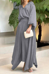 Casual Solid Frenulum Long Sleeve Two Pieces(6 Colors)