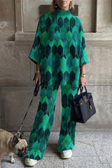 Casual Street Half A Turtleneck Three Quarter Two Pieces(5 Colors)