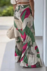 Casual College Print Printing Loose Mid Waist Straight Full Print Bottoms