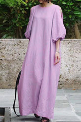 Casual Simplicity Solid Color O Neck Dresses(3 Colors)