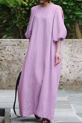 Casual Simplicity Solid Color O Neck Dresses(3 Colors)