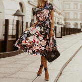 Printed Single Breasted Lace Up Dress