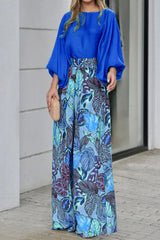 Casual Street Floral Patchwork O Neck Three Quarter Two Pieces(3 Colors)