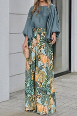 Casual Street Floral Patchwork O Neck Three Quarter Two Pieces(3 Colors)