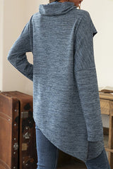 Casual Solid Patchwork Asymmetrical Scarf Collar Tops