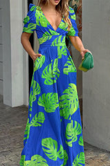 Casual Street Print V Neck Loose Jumpsuits(7 Colors)