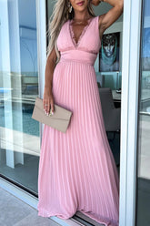 Celebrities Elegant Solid Lace V Neck Waist Skirt Dresses