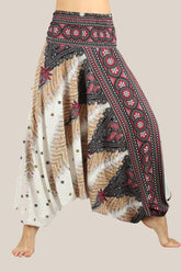 Casual College Print Patchwork Loose High Waist Lantern Full Print Bottoms