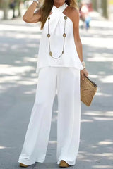 Casual Street Solid Solid Color Halter Sleeveless Two Pieces