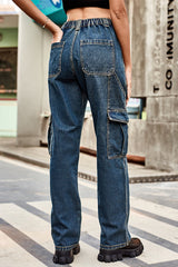 Casual Street Solid Pocket Loose Denim Jeans