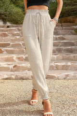 Casual Simplicity Solid Fold Regular High Waist Harlan Solid Color Bottoms(5 Colors)
