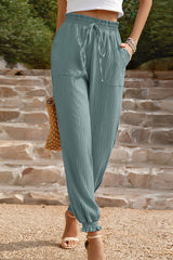 Casual Simplicity Solid Fold Regular High Waist Harlan Solid Color Bottoms(5 Colors)