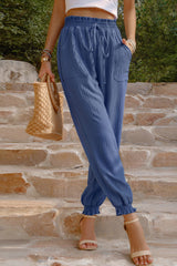 Casual Simplicity Solid Fold Regular High Waist Harlan Solid Color Bottoms(5 Colors)