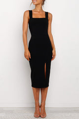 Sexy Party Solid Slit Square Collar Wrapped Skirt Dresses