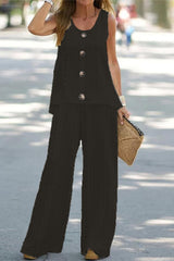 Casual Solid Hollowed Out V Neck Sleeveless Two Pieces(6 Colors)