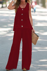 Casual Solid Hollowed Out V Neck Sleeveless Two Pieces(6 Colors)