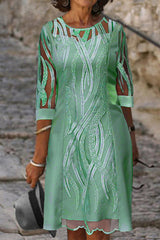 Casual Solid Patchwork O Neck A Line Dresses(4 Colors)