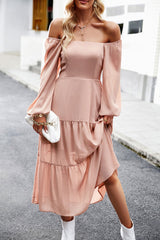 Celebrities Elegant Solid Patchwork Square Collar A Line Dresses