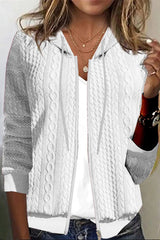 Casual Solid Zipper Hooded Collar Outerwear