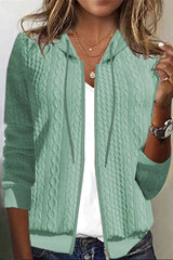 Casual Solid Zipper Hooded Collar Outerwear