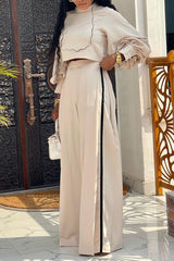 Casual Solid Patchwork Pocket Half A Turtleneck Long Sleeve Two Pieces