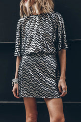 Casual Vintage Bronzing Fold O Neck Dresses