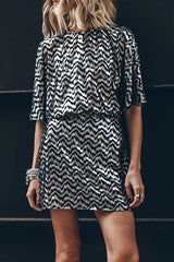 Casual Vintage Bronzing Fold O Neck Dresses