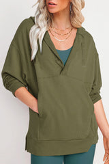 Casual Solid Pocket V Neck Tops
