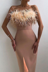 Elegant Solid Slit Sling Dress Dresses