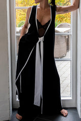 Casual Solid Patchwork Frenulum Slit Sleeveless Two Pieces