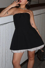 Celebrities Elegant Solid Backless Mesh Strapless Strapless Dresses