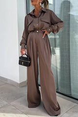 British Style Elegant Solid Patchwork Turndown Collar Long Sleeve Two Pieces(No Belt)