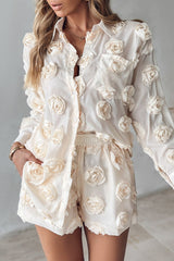 Casual Solid Patchwork Turndown Collar Long Sleeve Two Pieces