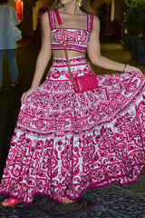 Sexy Geometric Print Square Neck Sleeveless Two Pieces