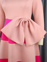 Color Block Bowknot Dress