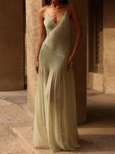 Solid Color Sleeveless Spaghetti-Neck Elegant Maxi Dresses